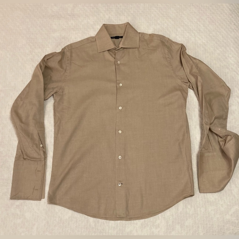 Banana Republic Men’s Tan Dress Shirt, French Cuffs, M, 15-15.5